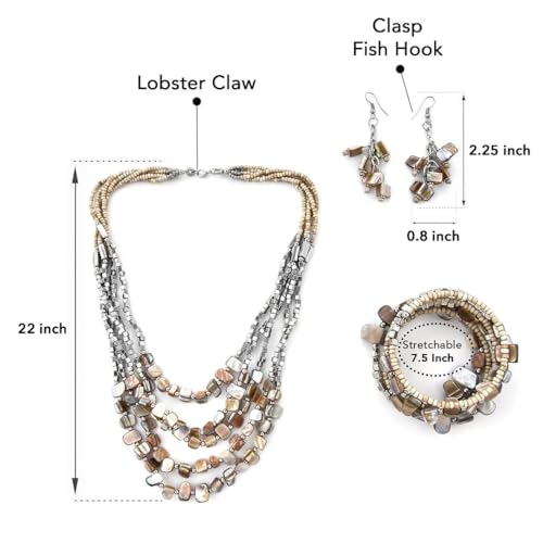 Chunky Beige Beaded Jewelry Set for Women