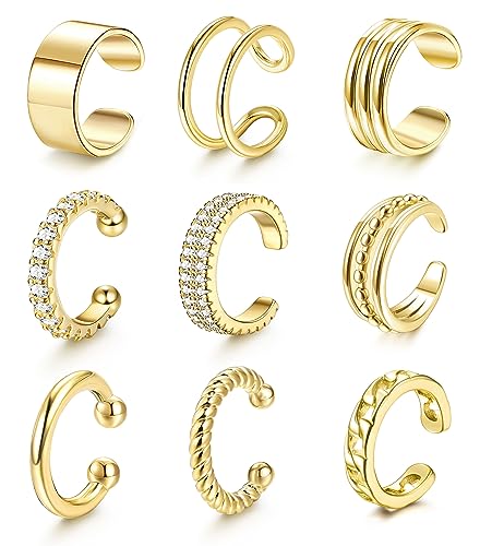 Gold Non-Piercing Ear Cuff Earrings for Women