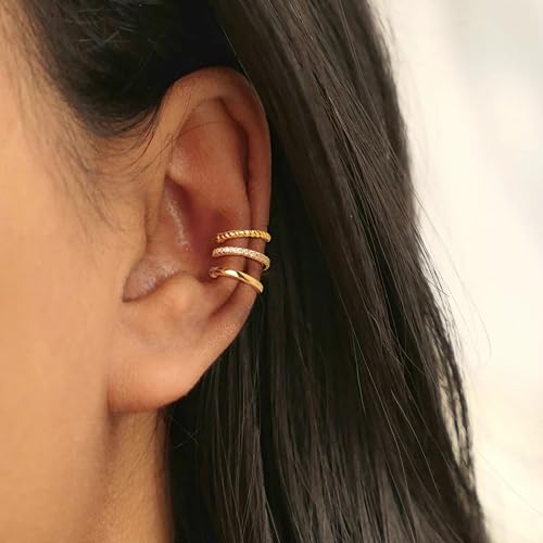 Stylish 14k Gold Non-Piercing Ear Cuffs