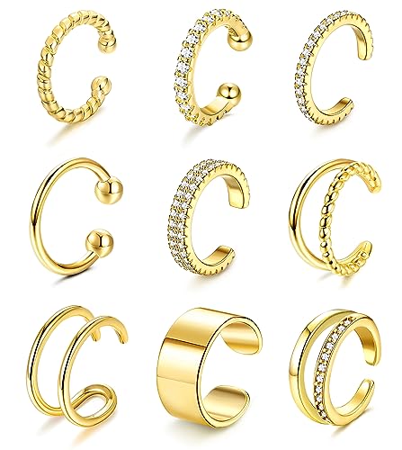 Gold Non-Piercing Ear Cuff Earrings Set