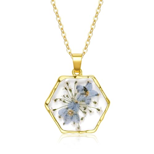 Pressed Wildflower Queen Anne's Lace Personalized Necklace