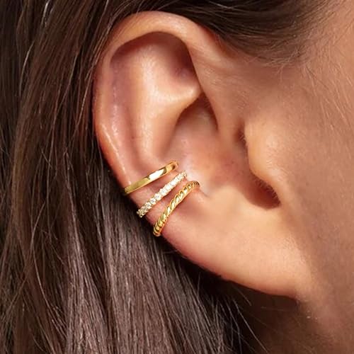 Stylish 14k Gold Non-Piercing Ear Cuffs