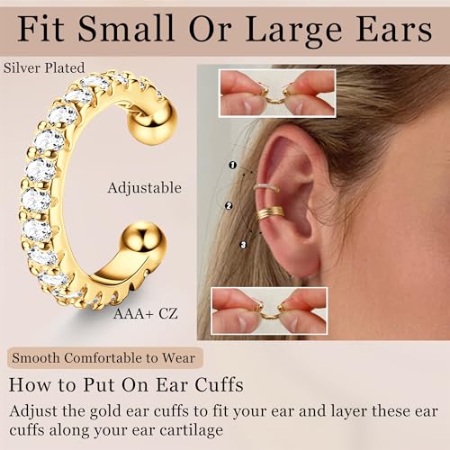 Gold Non-Piercing Ear Cuff Earrings for Women