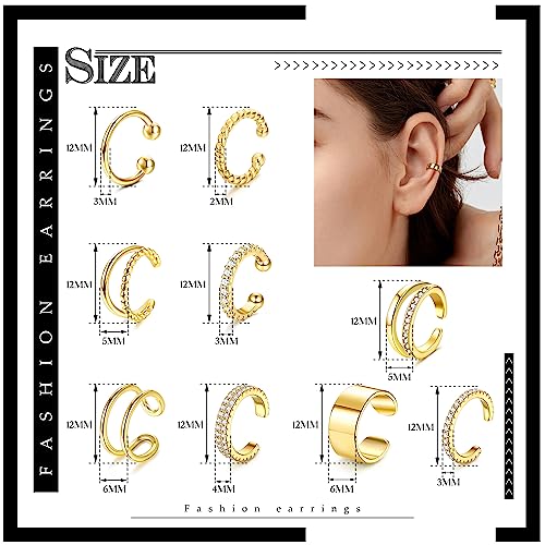 Gold Non-Piercing Ear Cuff Earrings Set
