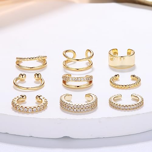 Gold Non-Piercing Ear Cuff Earrings Set