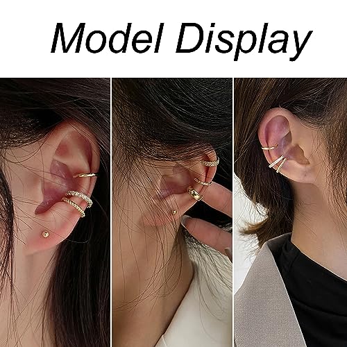 Gold Non-Piercing Ear Cuff Earrings Set