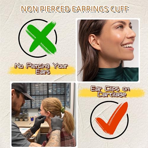 Stylish 14k Gold Non-Piercing Ear Cuffs