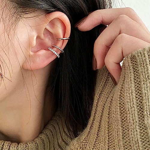 Trendy Sterling Silver Non-Piercing Ear Cuffs