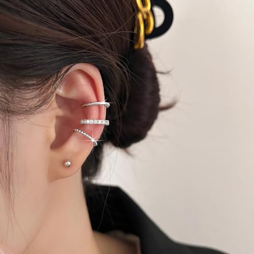 Trendy Sterling Silver Non-Piercing Ear Cuffs