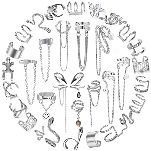 34 PCS Non-Piercing Adjustable Ear Cuffs Set