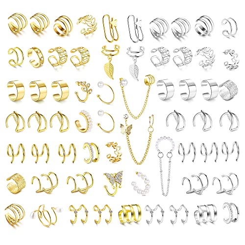 64PCS Adjustable Non-Piercing Ear Cuff Earrings