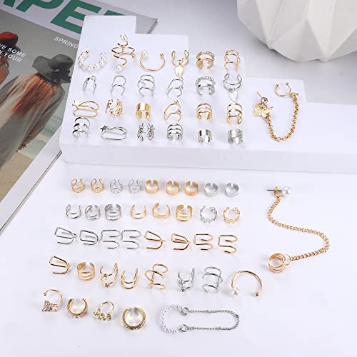 64PCS Adjustable Non-Piercing Ear Cuff Earrings
