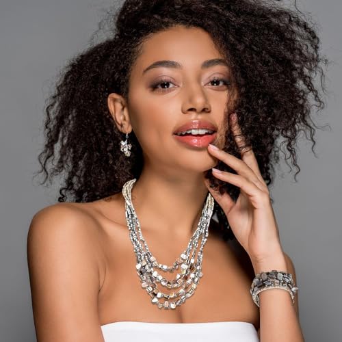 Chunky Beige Beaded Jewelry Set for Women