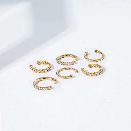 Elegant 14K Gold Plated Sterling Silver Ear Cuffs