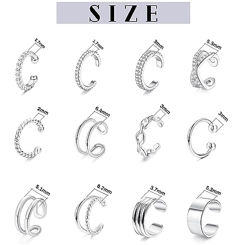12Pcs Gold Plated Clip-On Cuff Earrings Set