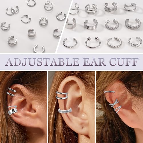 12Pcs Gold Plated Clip-On Cuff Earrings Set