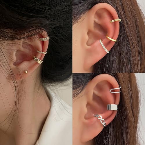 12pcs Non-Piercing Gold and Silver Ear Cuffs