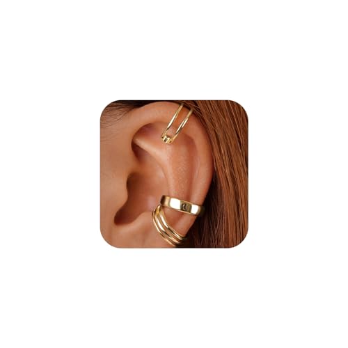 Dainty Gold Non-Piercing Ear Cuffs with Zirconia