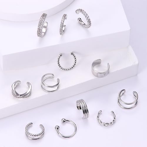 12Pcs Gold Plated Clip-On Cuff Earrings Set