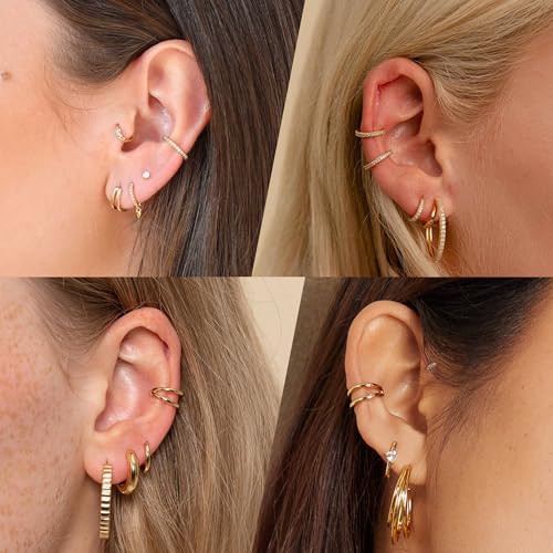 Dainty Gold Non-Piercing Ear Cuffs with Zirconia