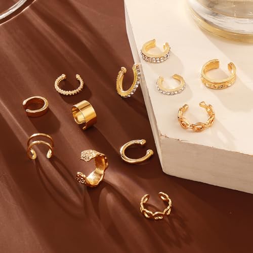 12pcs Non-Piercing Gold and Silver Ear Cuffs