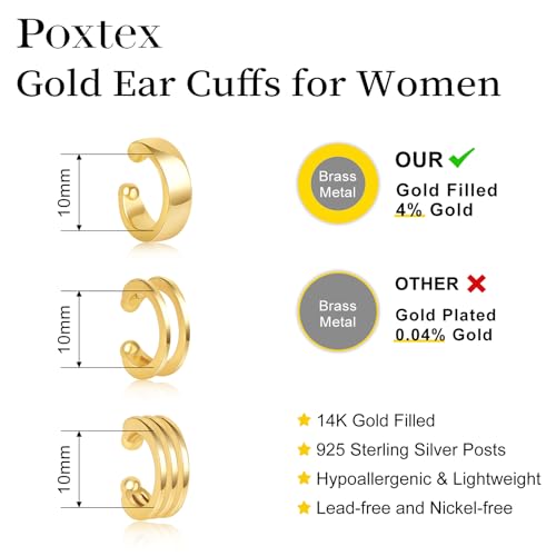 Dainty Gold Non-Piercing Ear Cuffs with Zirconia