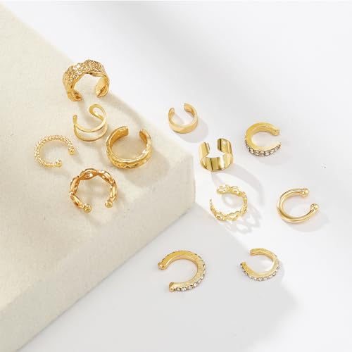 12pcs Non-Piercing Gold and Silver Ear Cuffs