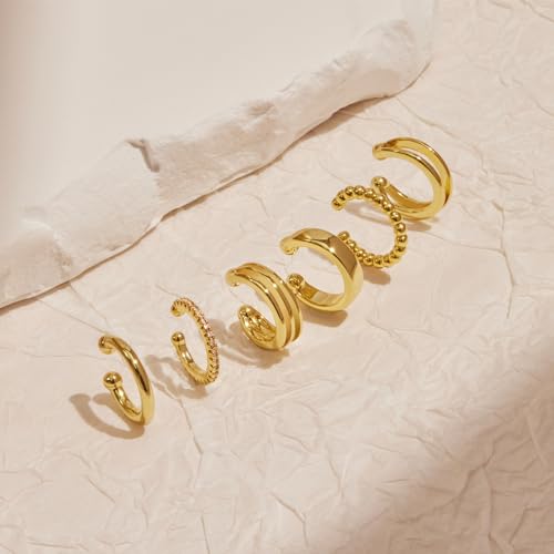 Dainty Gold Non-Piercing Ear Cuffs with Zirconia