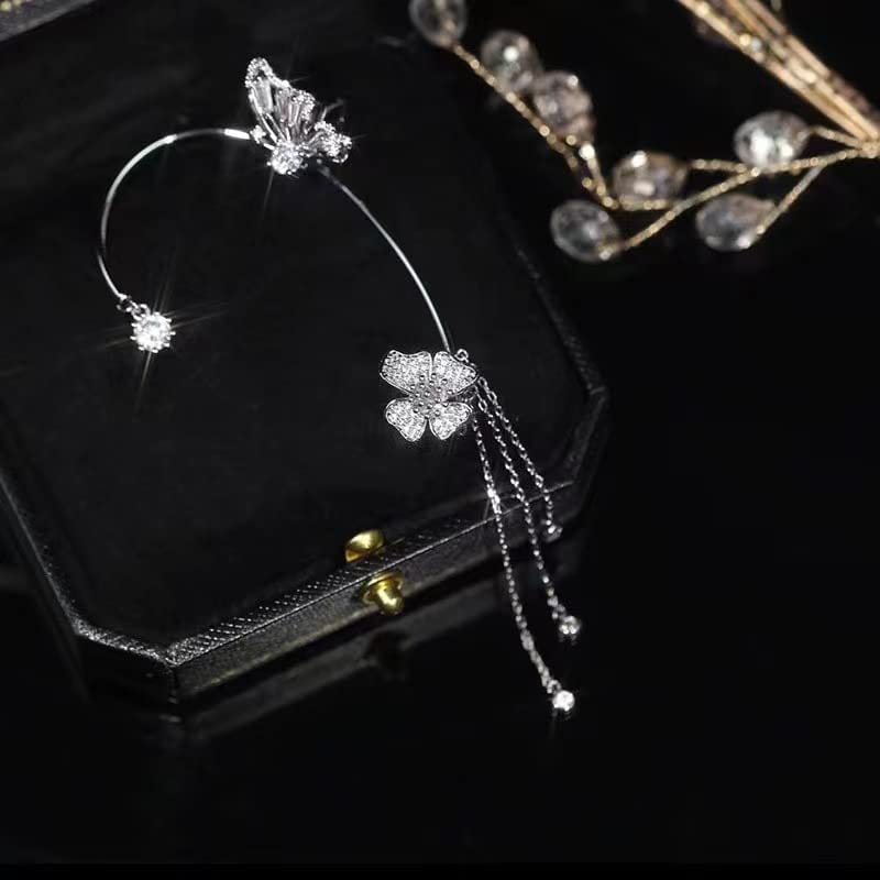 Dainty Silver Butterfly Ear Cuffs - 2 Pairs
