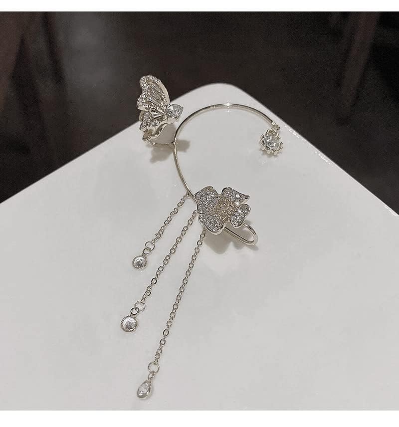 Dainty Silver Butterfly Ear Cuffs - 2 Pairs