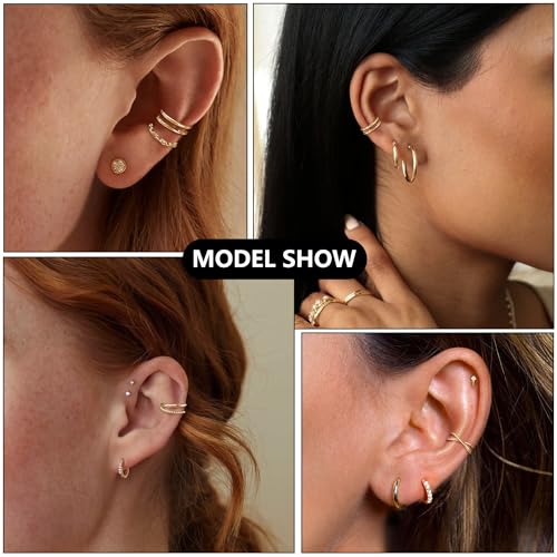6Pcs 14K Gold Plated Ear Cuffs for Women