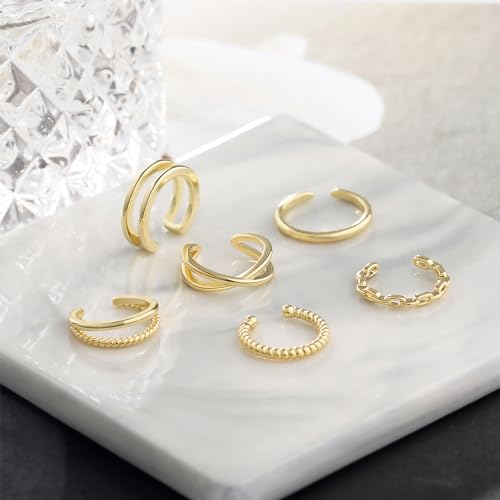 6Pcs 14K Gold Plated Ear Cuffs for Women