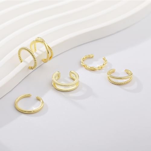 6Pcs 14K Gold Plated Ear Cuffs for Women