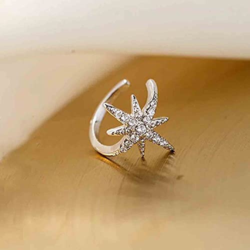 Boho Silver Starburst Ear Cuff Earrings