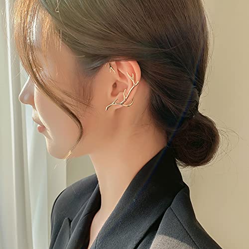 Gold Branches CZ Ear Cuff Earrings for Women