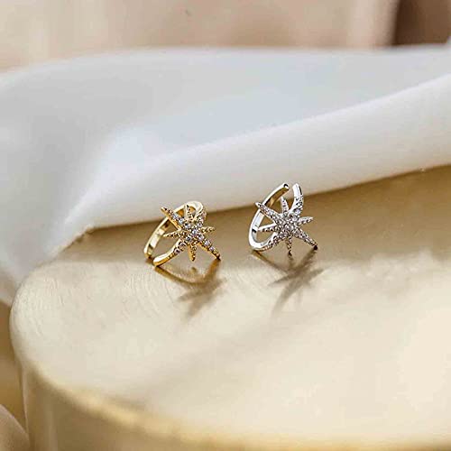 Boho Silver Starburst Ear Cuff Earrings