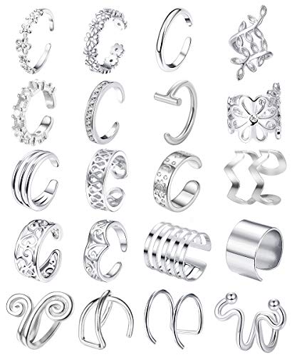 20 Pcs Adjustable Non-Piercing Ear Cuffs Set