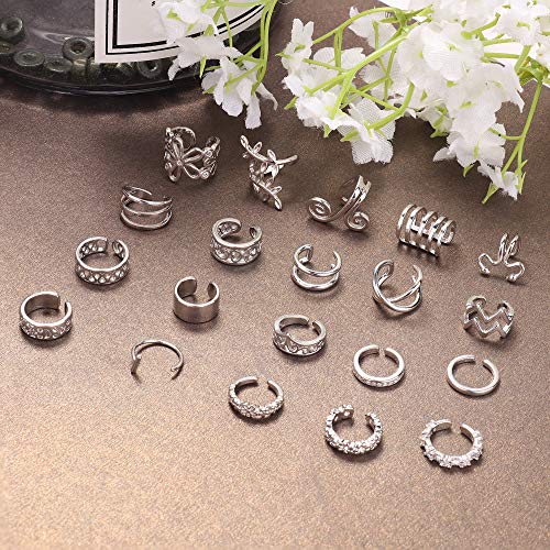 20 Pcs Adjustable Non-Piercing Ear Cuffs Set