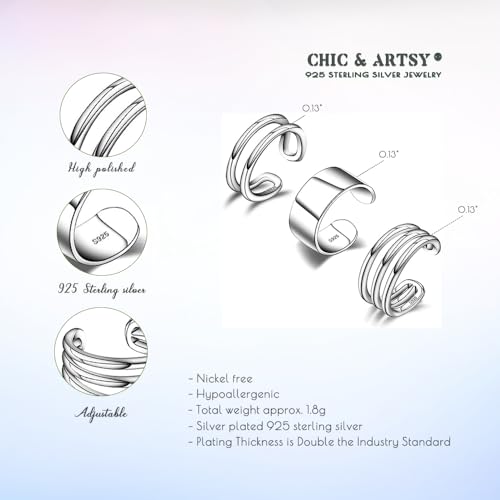 Sterling Silver Non-Piercing Ear Cuffs for Women