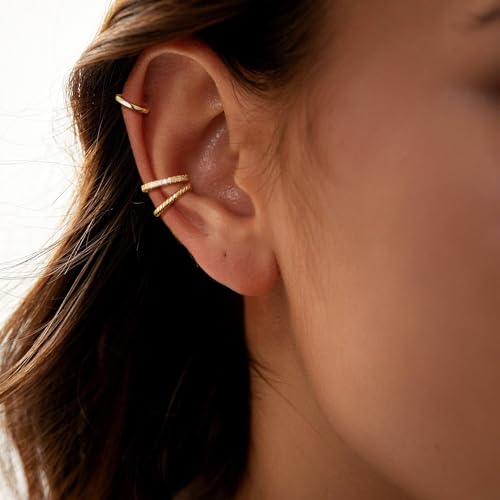 Dainty 14K Gold Plated Ear Cuffs for Women