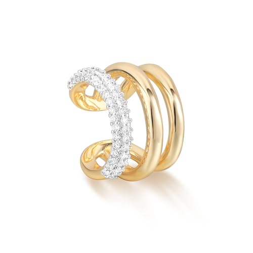 Gold Ear Cuff Earring - Bold Triple Split Design