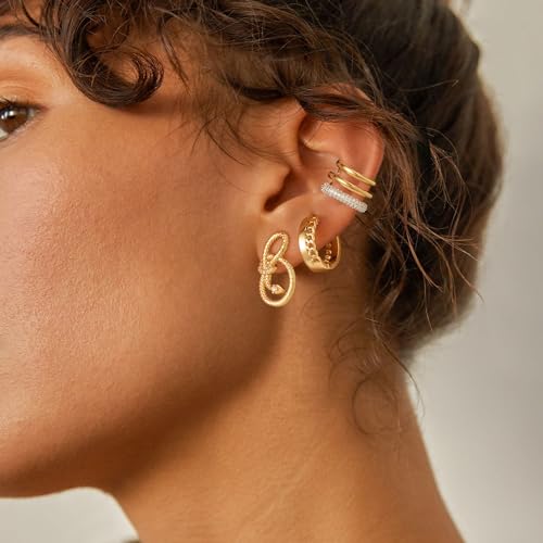 Gold Ear Cuff Earring - Bold Triple Split Design