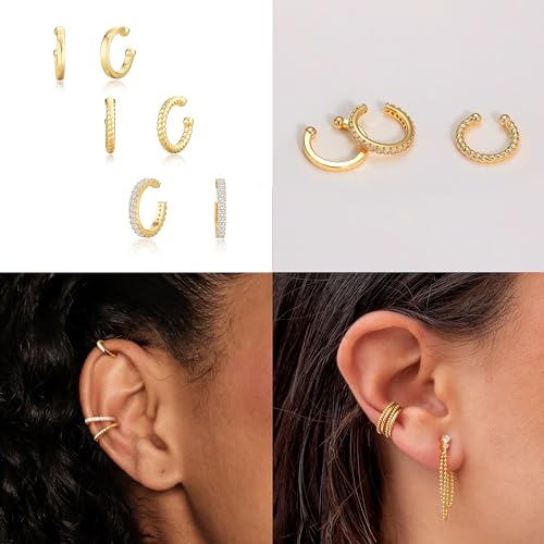 Dainty 14K Gold Plated Ear Cuffs for Women