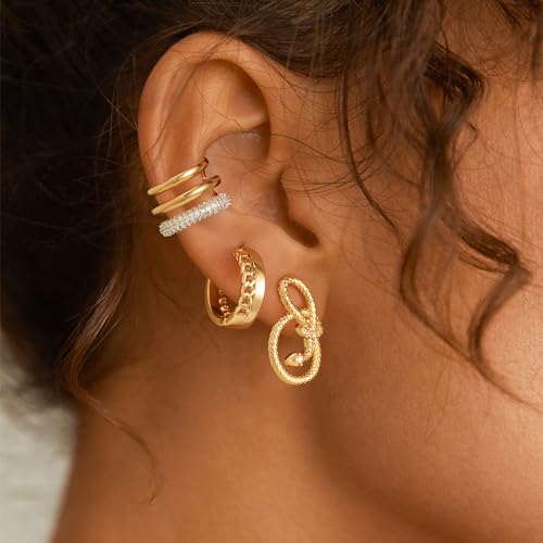 Gold Ear Cuff Earring - Bold Triple Split Design