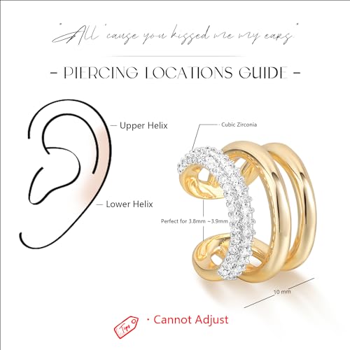 Gold Ear Cuff Earring - Bold Triple Split Design