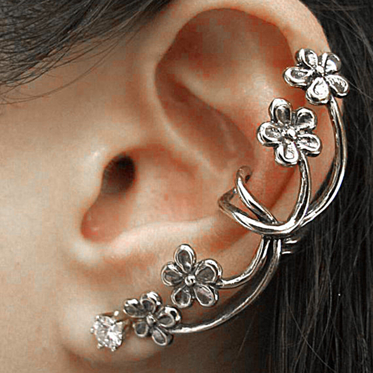 Chic Sparkle Left Ear Cuff Clip-On Earrings