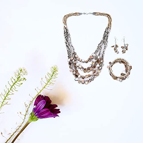 Chunky Beige Beaded Jewelry Set for Women