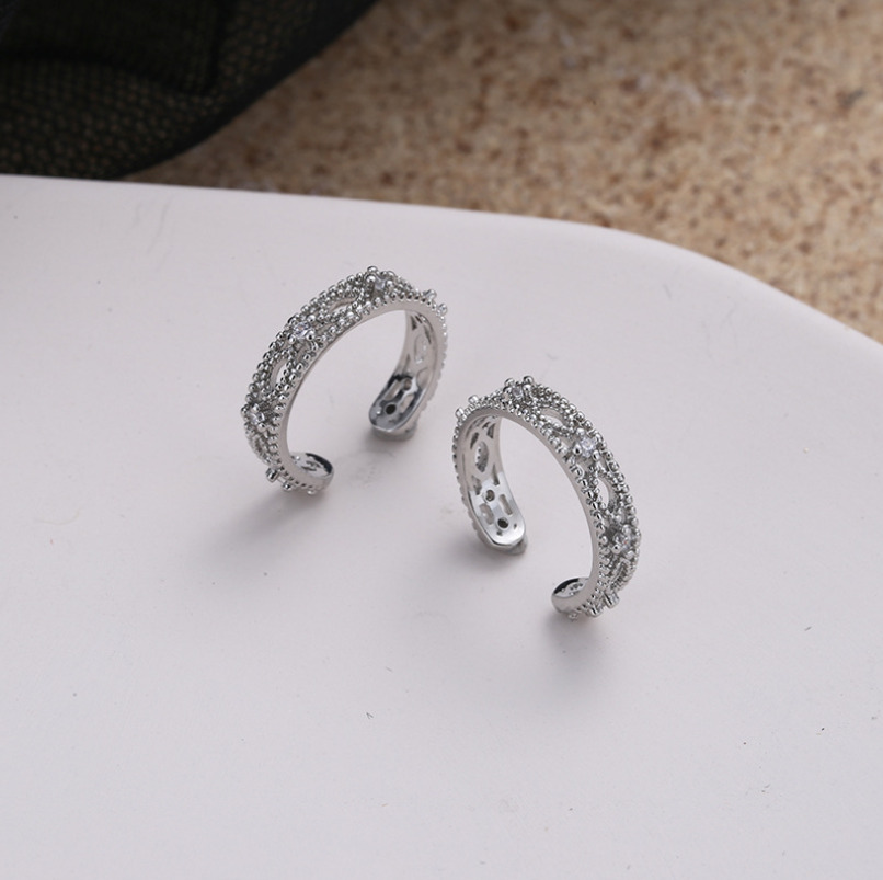 Sterling Silver CZ Clip Ear Cuff Earrings