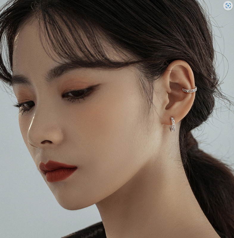 Sterling Silver CZ Clip Ear Cuff Earrings