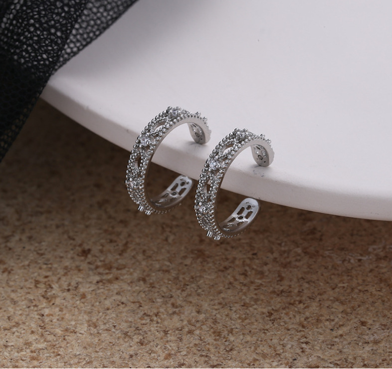 Sterling Silver CZ Clip Ear Cuff Earrings